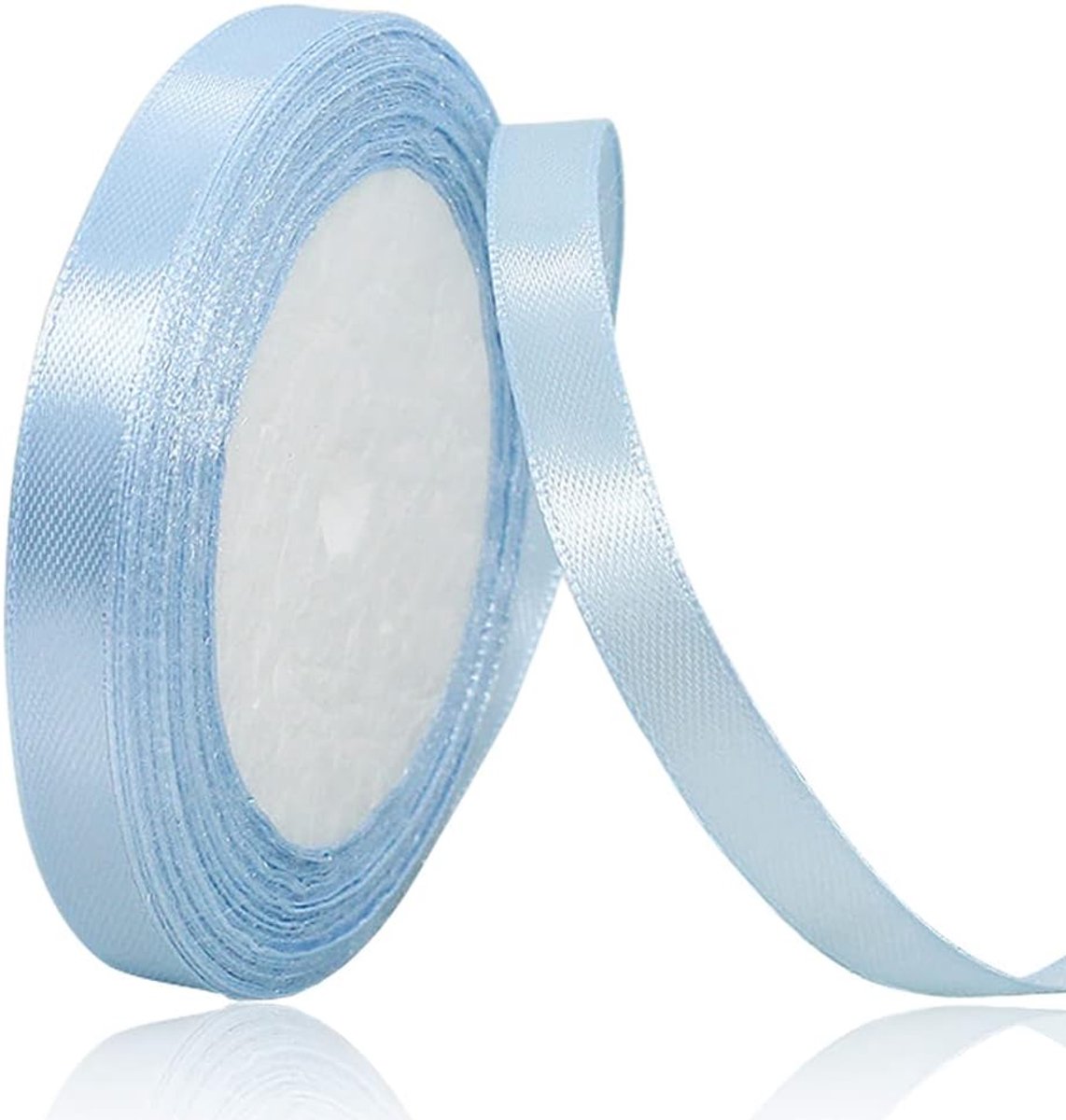 lint lichtblauw 10 mm, 22 meter decoratief cadeaulint, breed lint, stoffen lint voor bruiloft, doop en verjaardagsgeschenken