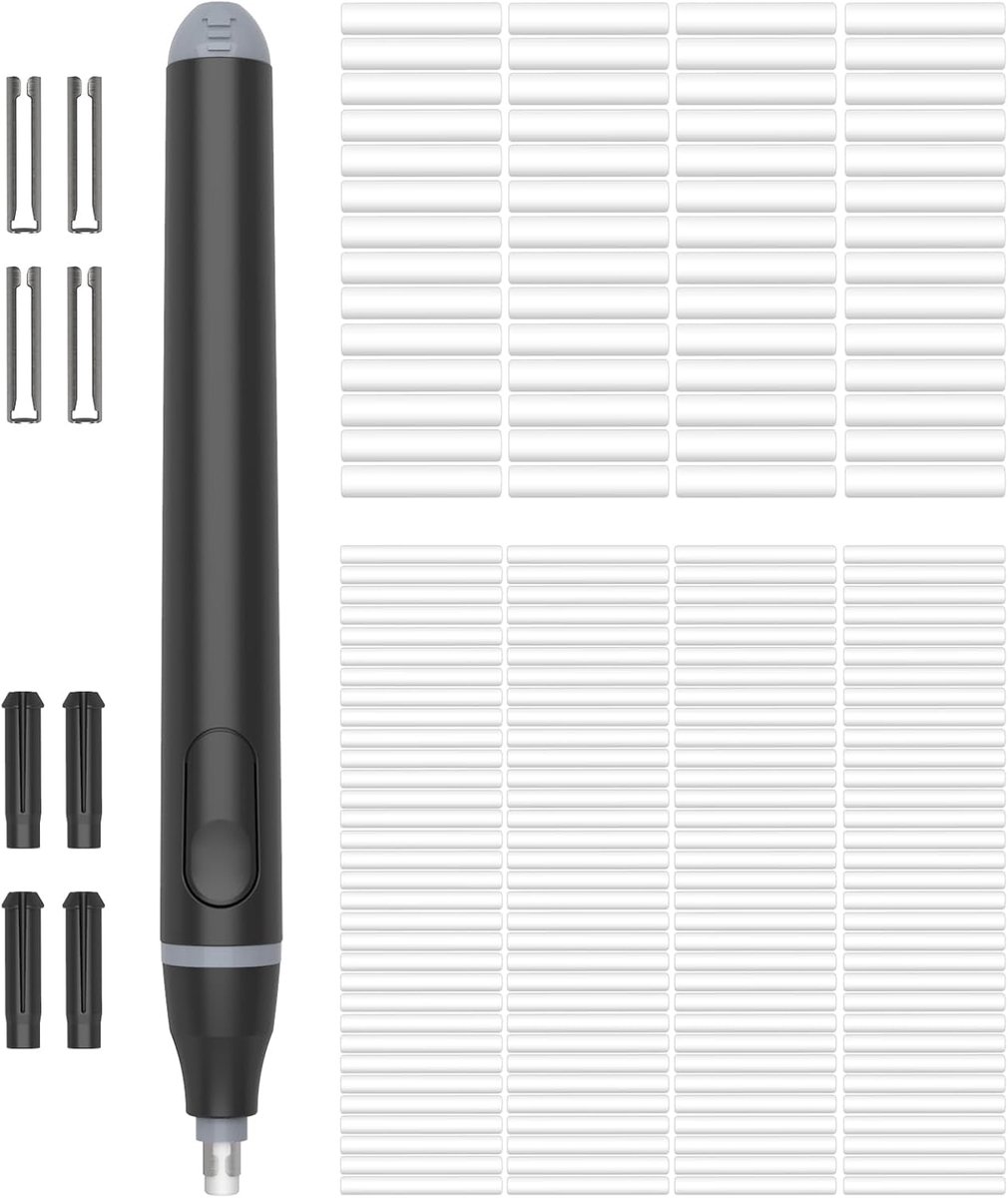 Elektrisch Rubber met 220 Vullingen Voor Gummen, 2 Maten, Werkt Op Batterijen, Automatisch Potloodrubber Om Te Tekenen, Ideaal Voor Kunstenaars, Studenten, Schetsen, Ingenieurs, Zwart