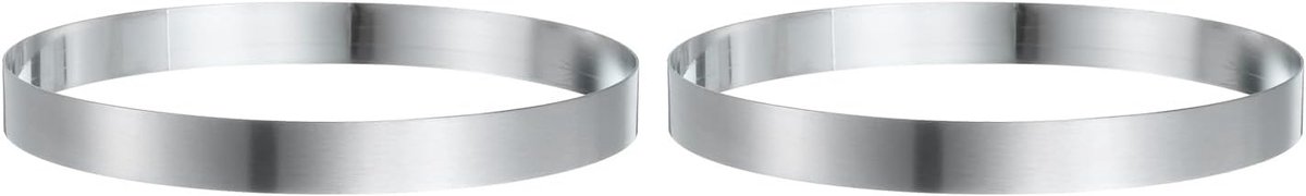 2 stuks ronde taartring 18 cm x 2 cm naadloze roestvrijstalen pastry-mousse-dessert ring met spiegelcoating voor het bakken en koken van Engelse muffins en crumpets