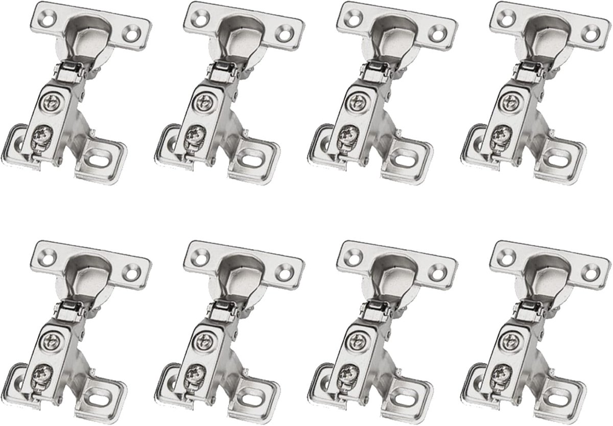 90° Binnenliggend 26mm Zacht Sluiten Mini Compact Frame Scharnieren met Hydraulische Demper voor Keukenkast Kastdeur Automatische Scharnier Geïntegreerde Demping Pack van 8
