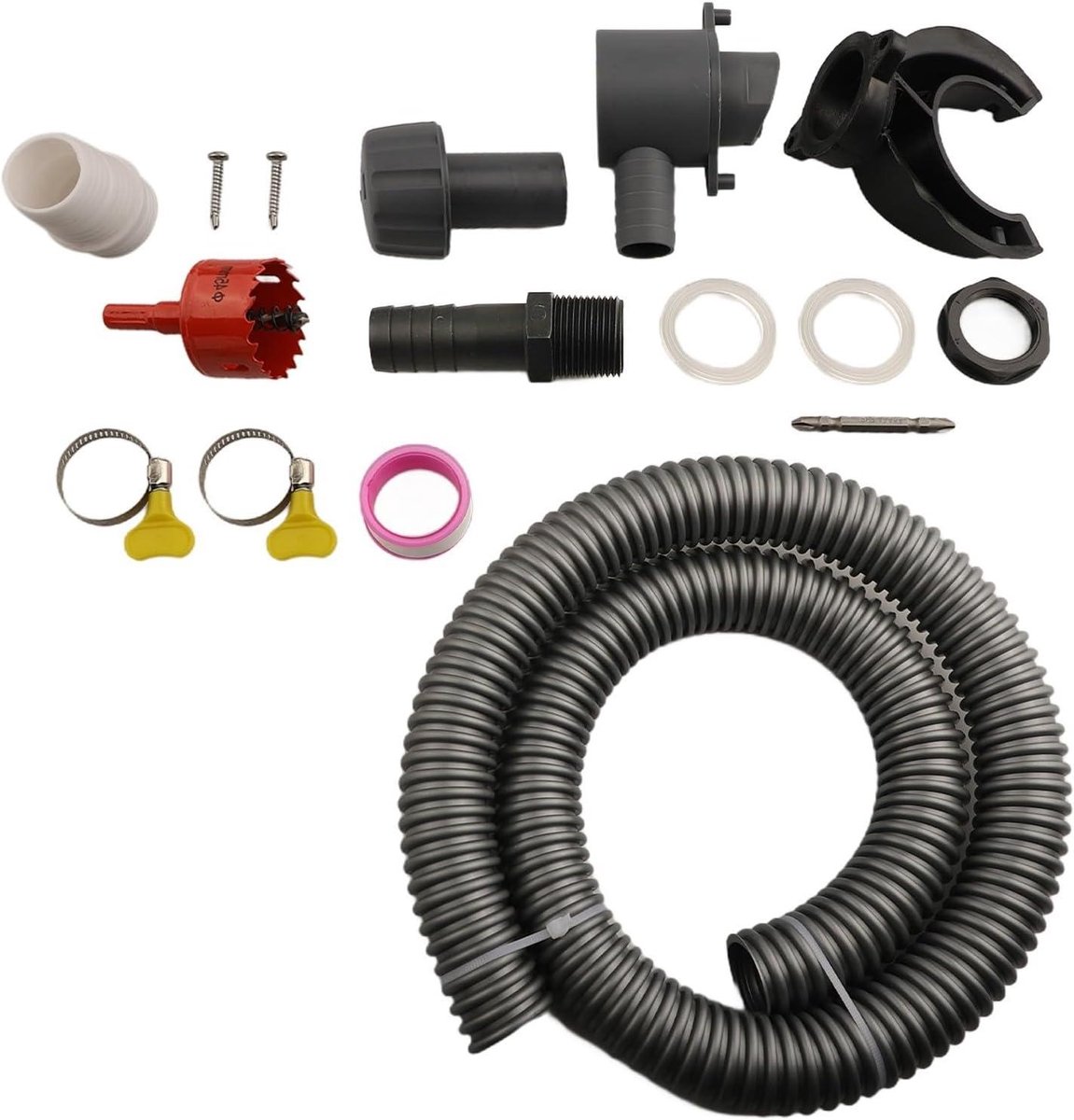 Regenwaterverzamelaar PVC - Dakgoot opvanger - Water Besparen - Complete set met slang - 70-110 mm - Grijs