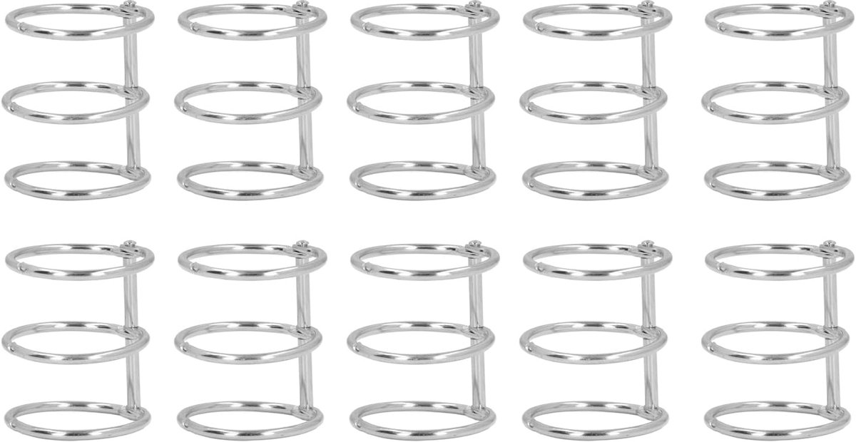 10 -stcs 3 Ring Metal Binder Rainless Steel Book Rings Album Binding Spine voor DIY Travel Diary, Photo Album, Binding Comb (30 mm)