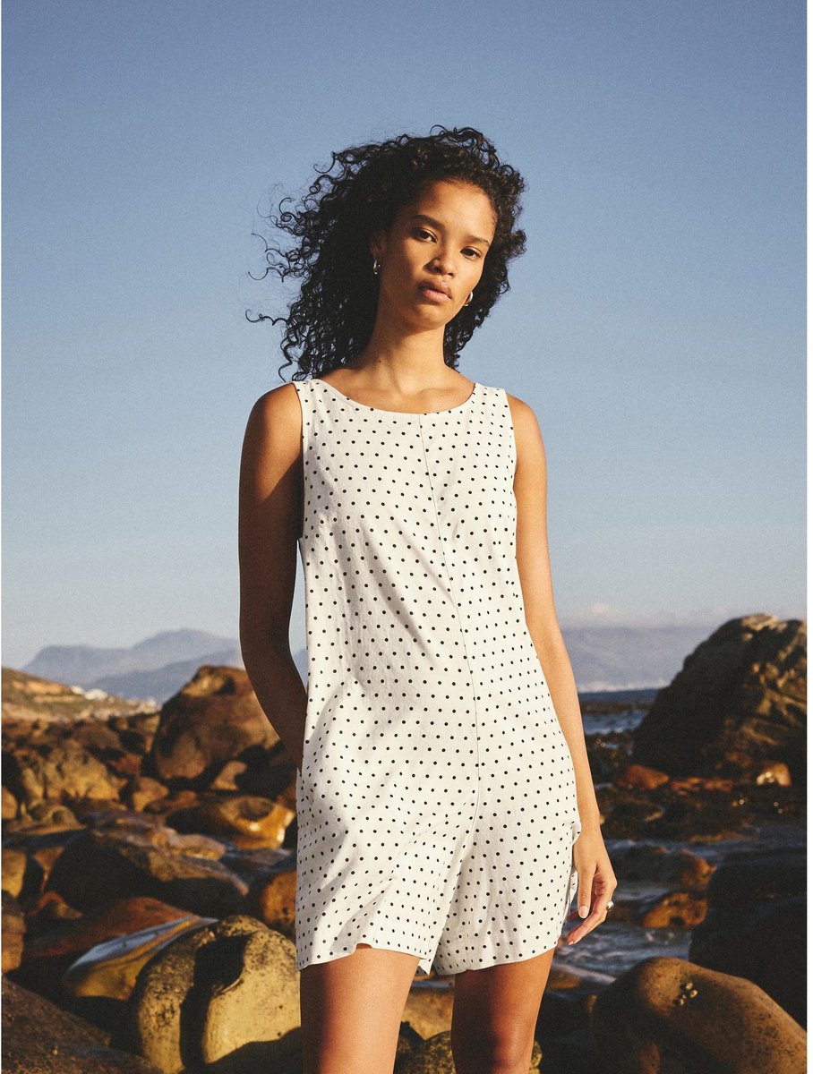 Next - Dames - Playsuit van linnenmix met stretch - Wit