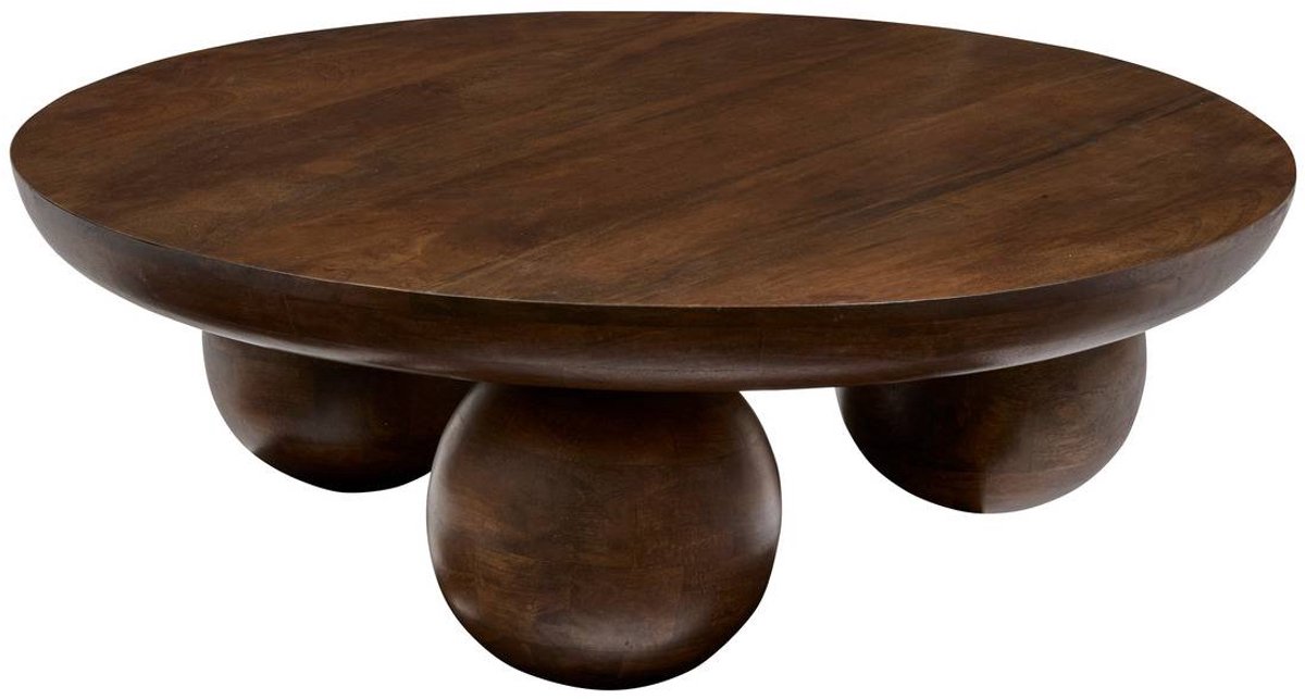 Salontafel van massief mangohout met 3 bolvormige poten ABEKAS