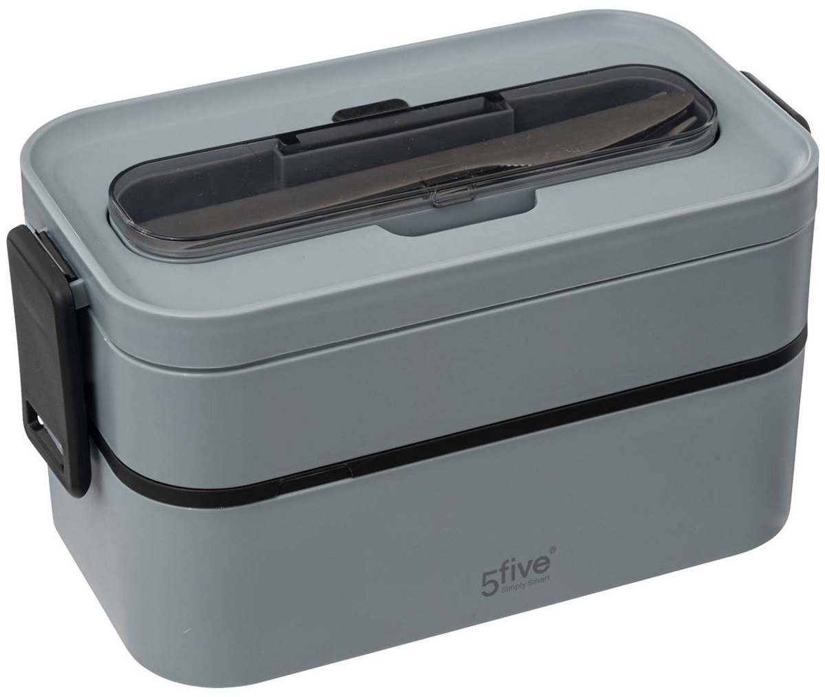 Lunchbox met twee vakken en bestek