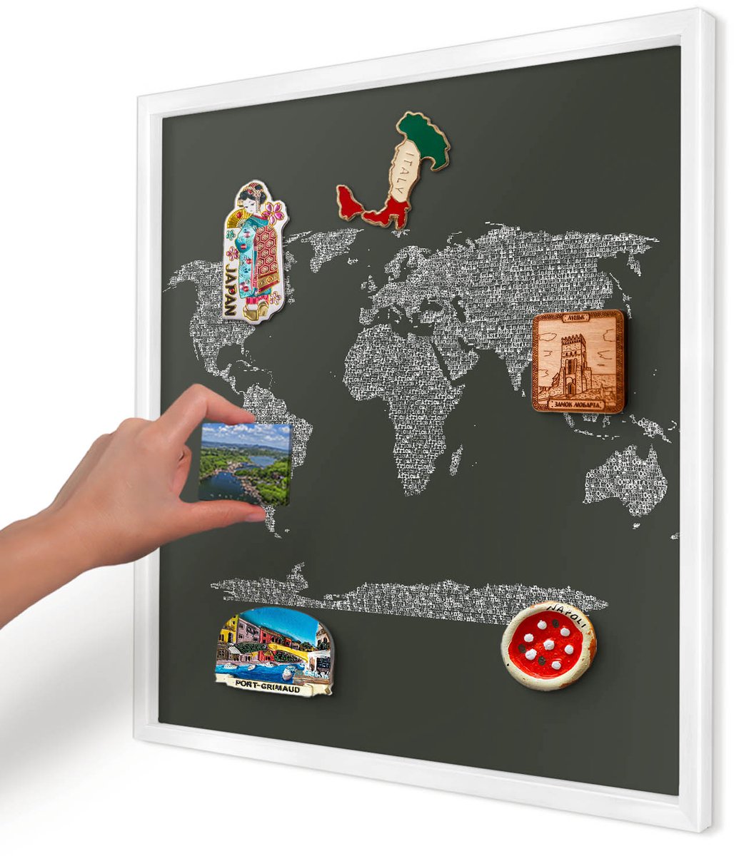 Artprintcave Groente Magneetbord mit Witte Lijst - 50x50 cm - Tekstkaart Magnetische Organizer - Typografisch Magneetbord Voor Keuken - Kaarten