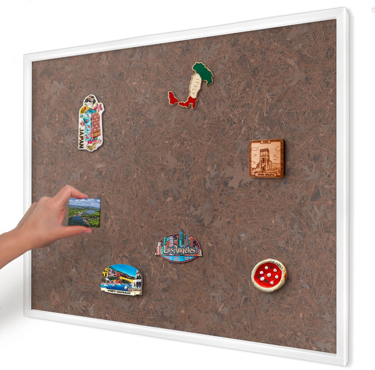 Artprintcave Bruin Magneetbord mit Witte Lijst - 80x60 cm - Herfsttapijt Magnetische Organizer - Rustiek Notitiebord - Natuur
