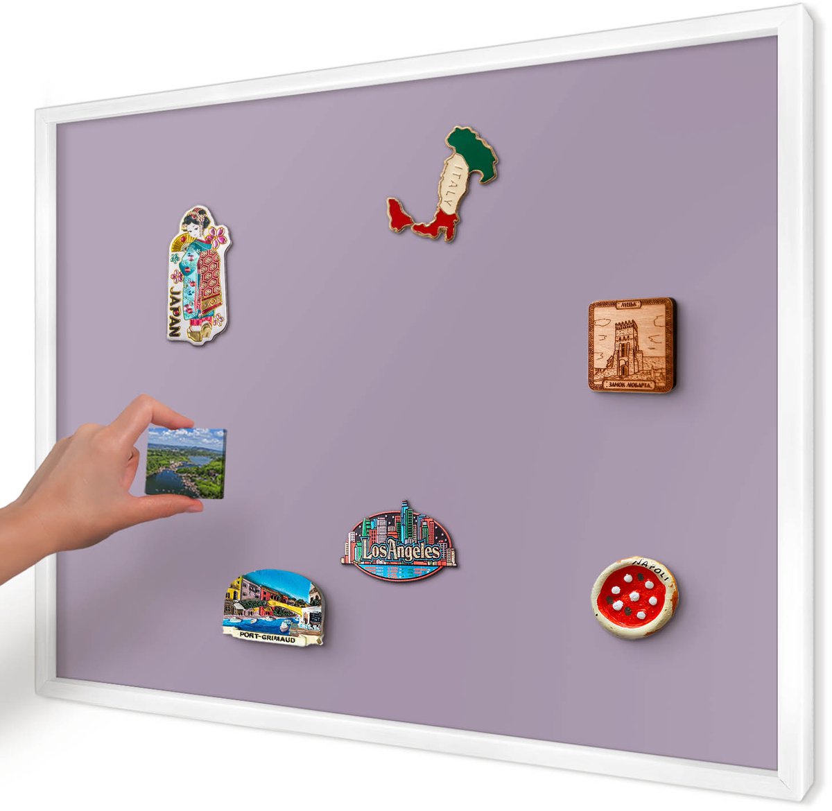 Artprintcave Paars Magneetbord mit Witte Lijst - 70x50 cm - Lila Paars Magnetische Organizer - Minimalist Magnetisch Bord - Achtergronden En Patronen
