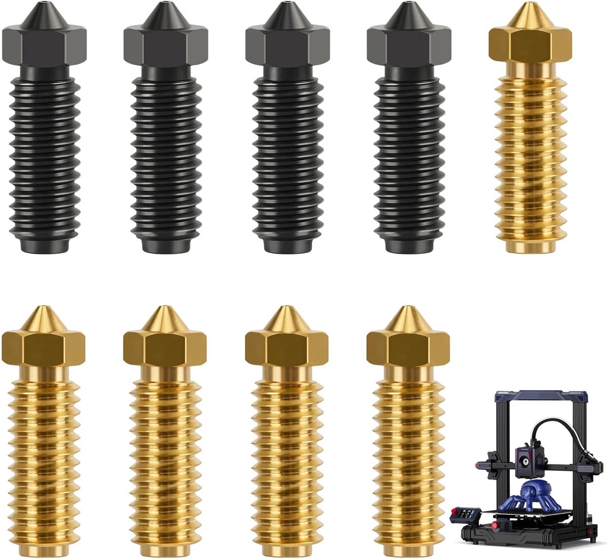 Nozzle set 8-pack - verschillende maten - robuust messing - perfect voor gedetailleerd 3D-printen - SnelShoppen