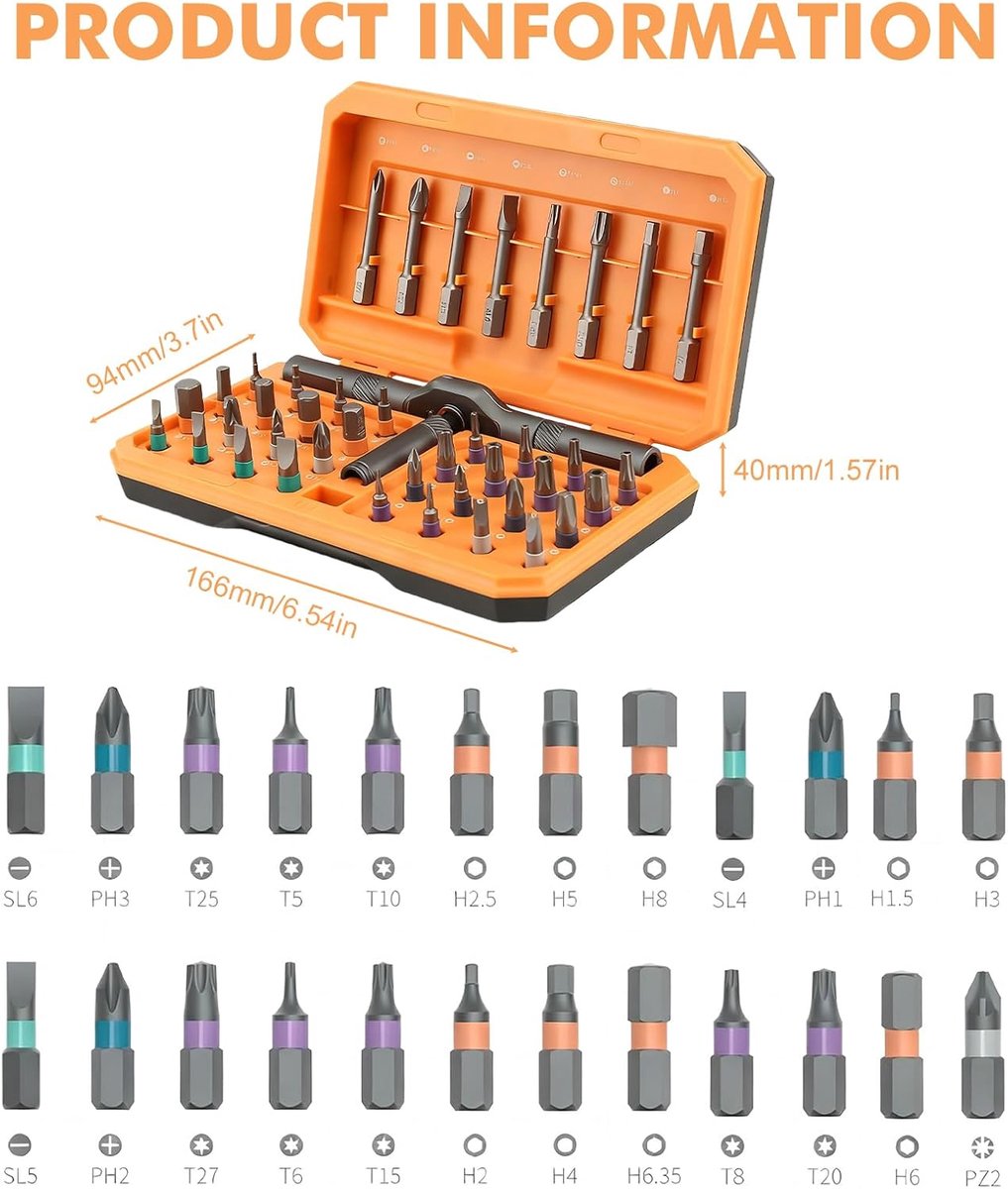 SnelShoppen - 42-in-1 Magnetische Schroevendraaier Set met Ratelschroevendraaier, Draagtas, Multi-Bit Magnetische Schroevendraaiers, Verwijderbare Rat