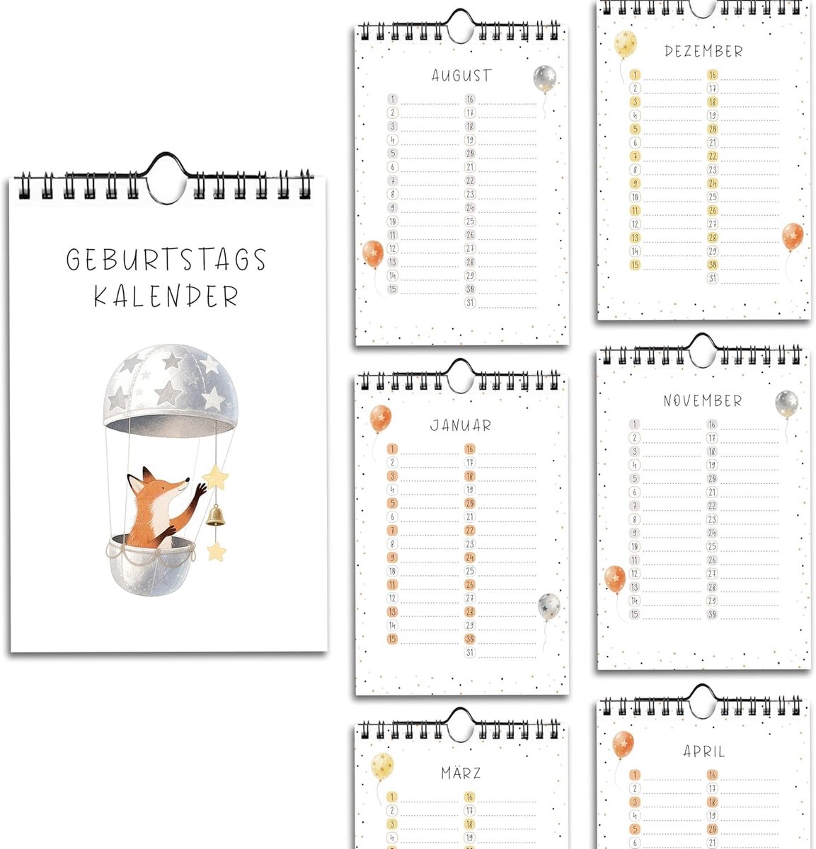 SnelShoppen - Wandkalender 2024, Kleurrijk Vos Patroon, 12 Maanden, Perfect voor Thuis, Kantoor, School, Decoratie, A4 Formaat