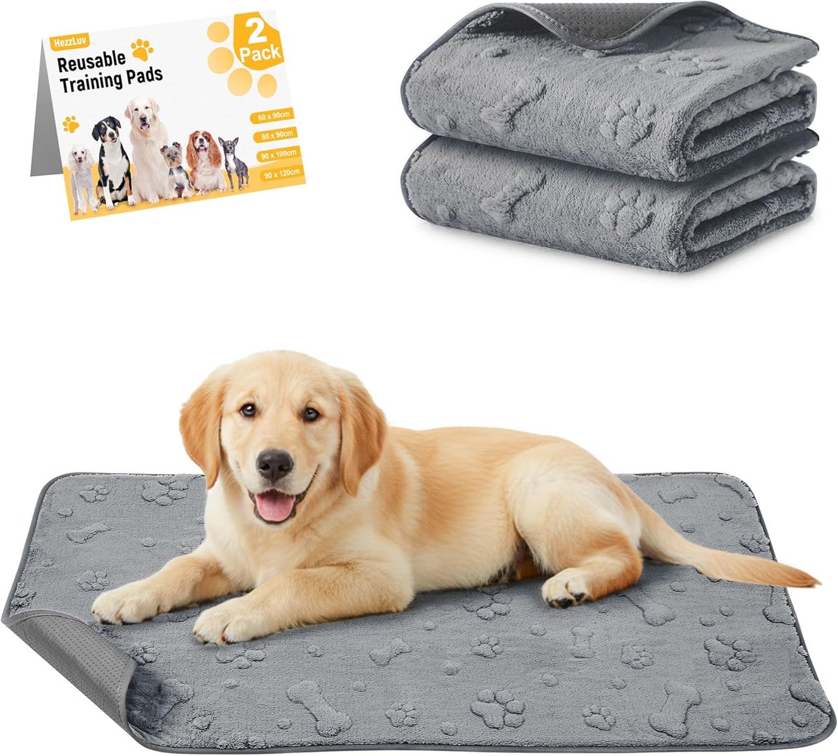 Puppy mat set van 2 - herbruikbare super absorberende PIPI matten - waterproof en antislip - ShopVlot