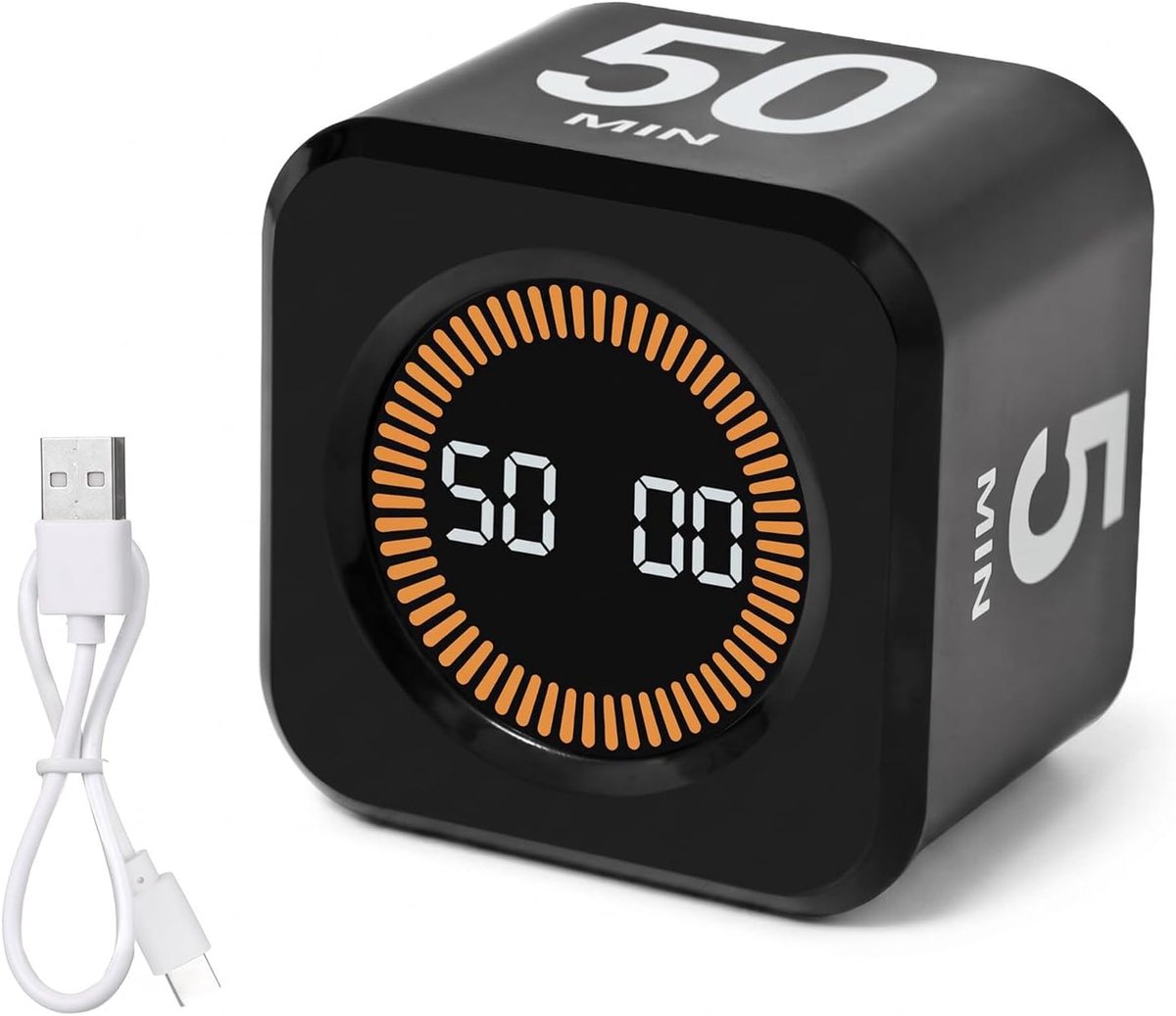 SnelShoppen - Visual Timer met Gravity Sensor - Omgekeerd Countdown Timer voor Koken, Klaslokaal, Pomodoro, Digitale Timer in Wit en Zwart