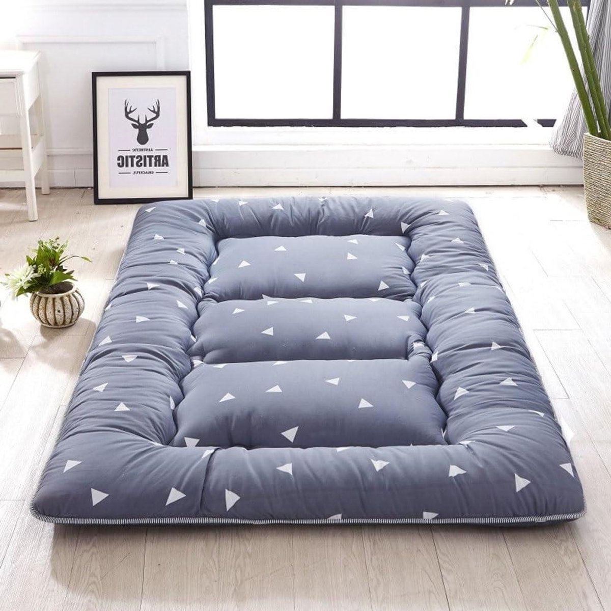 Japanse Futon Matras - Vloermatras Slaapmat - Comfortabel Slapen - 5-laags Ontwerp - 90x200cm - Zwart