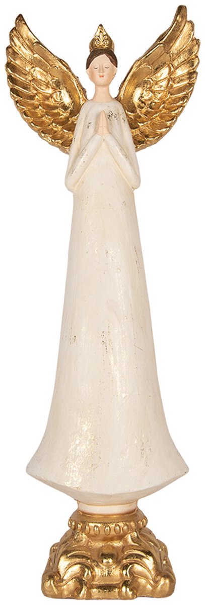 Clayre & Eef Decoratie Beeld Engel 27x18x78 cm Beige Kunststof