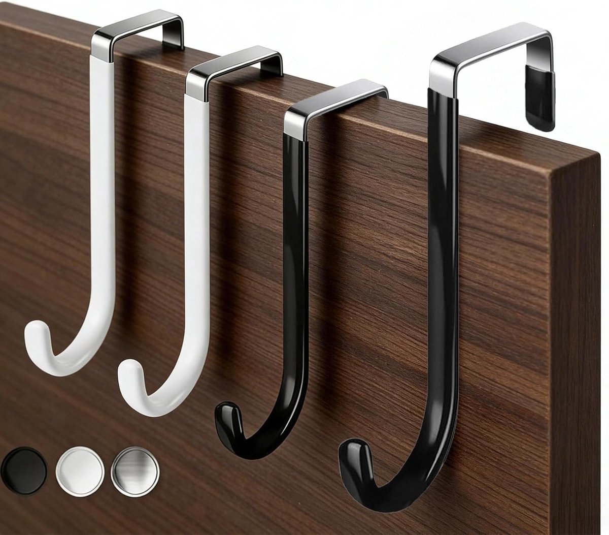 Set of 4 Door Hooks: Stainless Steel Door Coat Rack without Drilling Stainless Steel Door Hook Bedroom Bathroom Coat - ShopVlot