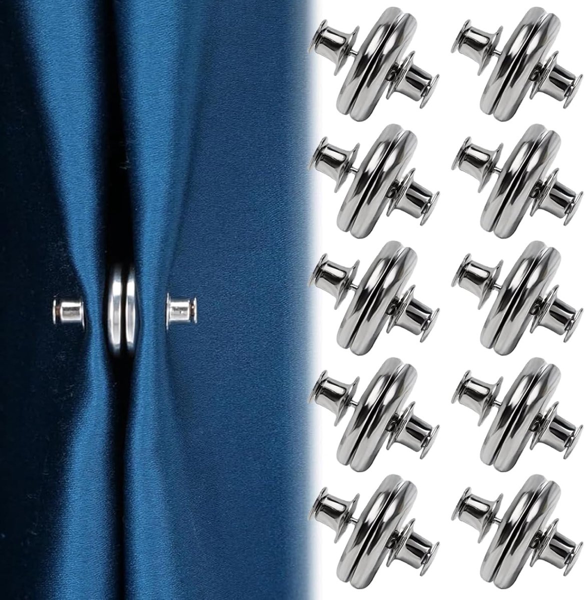 SnelShoppen - 10 Paar Magnetische Gordijnclips 1 Inch Afneembaar Lichtbestendig Waterdicht Roestvrij voor Woonkamer Slaapkamer Badkamer Keuken
