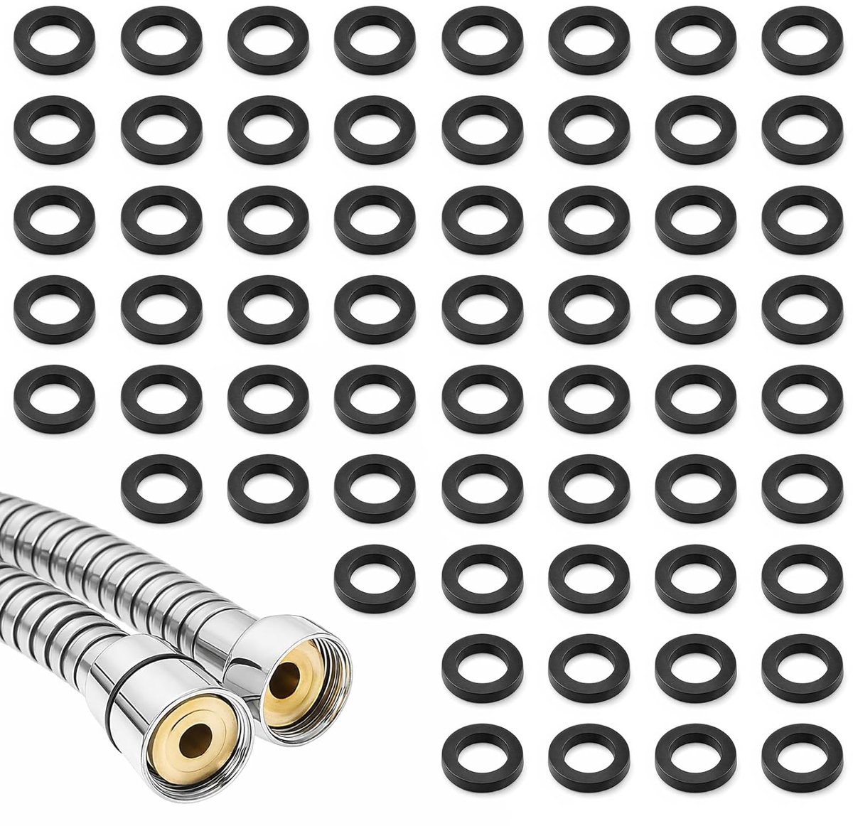 SnelShoppen - 60 Stuks Plakringen, 1/2 Inch Rubberen Dichtingen, Ideaal voor Kraan, Douchekop en Loodgieterswerk, Zwart, Hoge Elasticiteit en Duurzaam