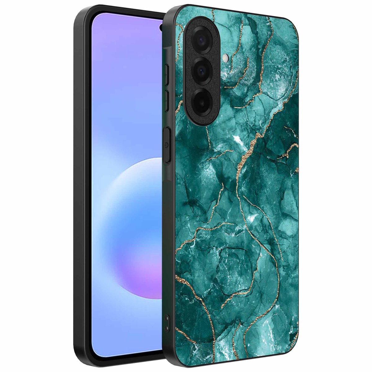Geschikt voor Samsung Galaxy A57 Telefoonhoesje met marmer opdruk - TPU backcover case marble design - Groen Goud - Smartphonica geschikt voor Samsung Galaxy A57