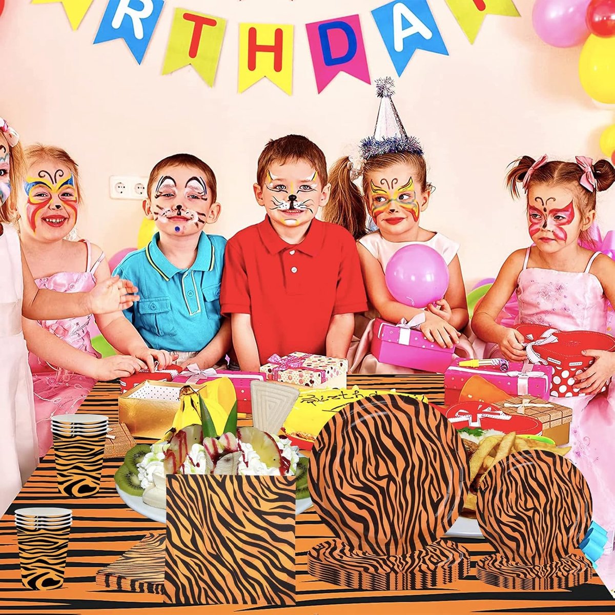 Plastic tafelkleed jungle safari - Tiger print - 100% veilig voor kinderen - Perfect voor verjaardagspartijen - SnelShoppen
