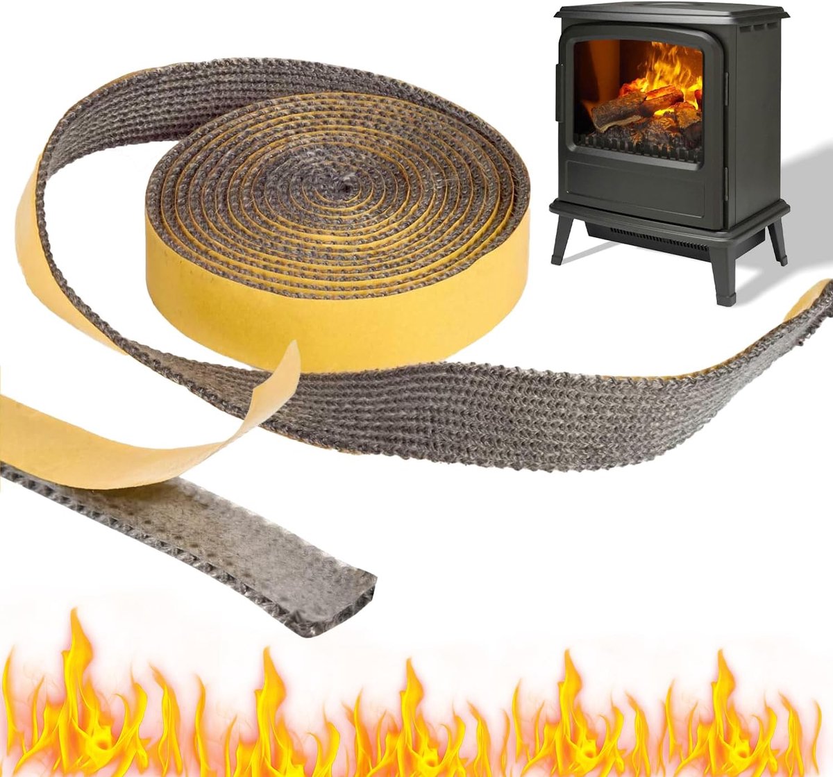 SnelShoppen - Furnace afdichtband 20mm x 3mm x 3m zelfklevend kamin afdichtband voor ovens, schoorstenen, boilers en industriële kachels
