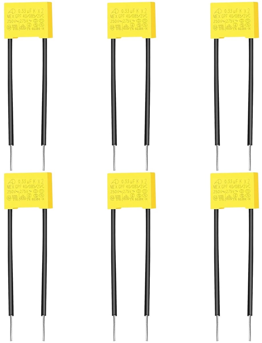 6 pcs suppression capacitors LED 0.33 µF 275 V X2 Safety Capacitors Polypropylene Capacitor Anti-Interference - ShopVlot