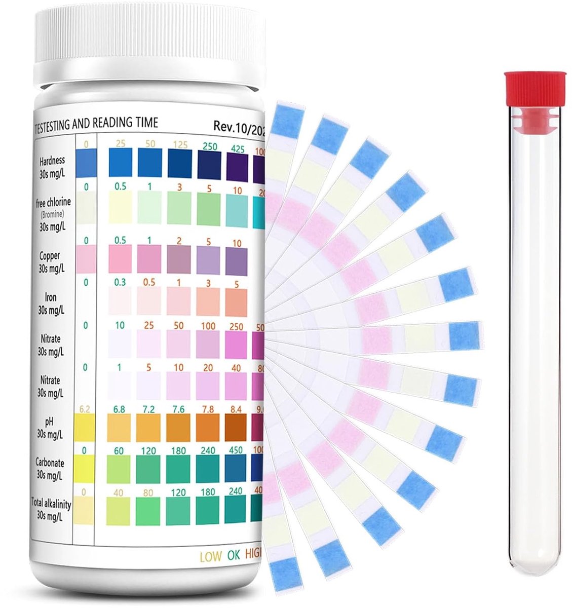SnelShoppen - 9 in 1 Aquarium Test Strips - 100 Stuks - Waterkwaliteit Teststrips voor Aquarium - Meet pH, Hardheid, Chloor, Nitriet en Nitraat - Aqua