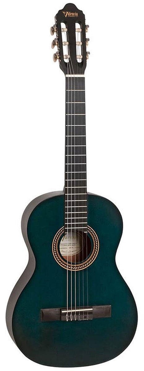 Valencia VC203TBU Klassieke Gitaar 3/4 Blue Satin