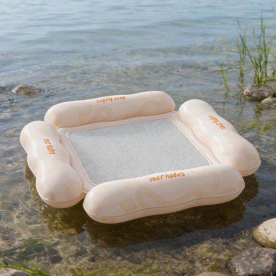 Opblaasbare Stoel - Waterhangmat Vlotter - Ontspannen op Water - Lekvrij PVC Materiaal - 110x100cm - Oranje — afbeelding 2