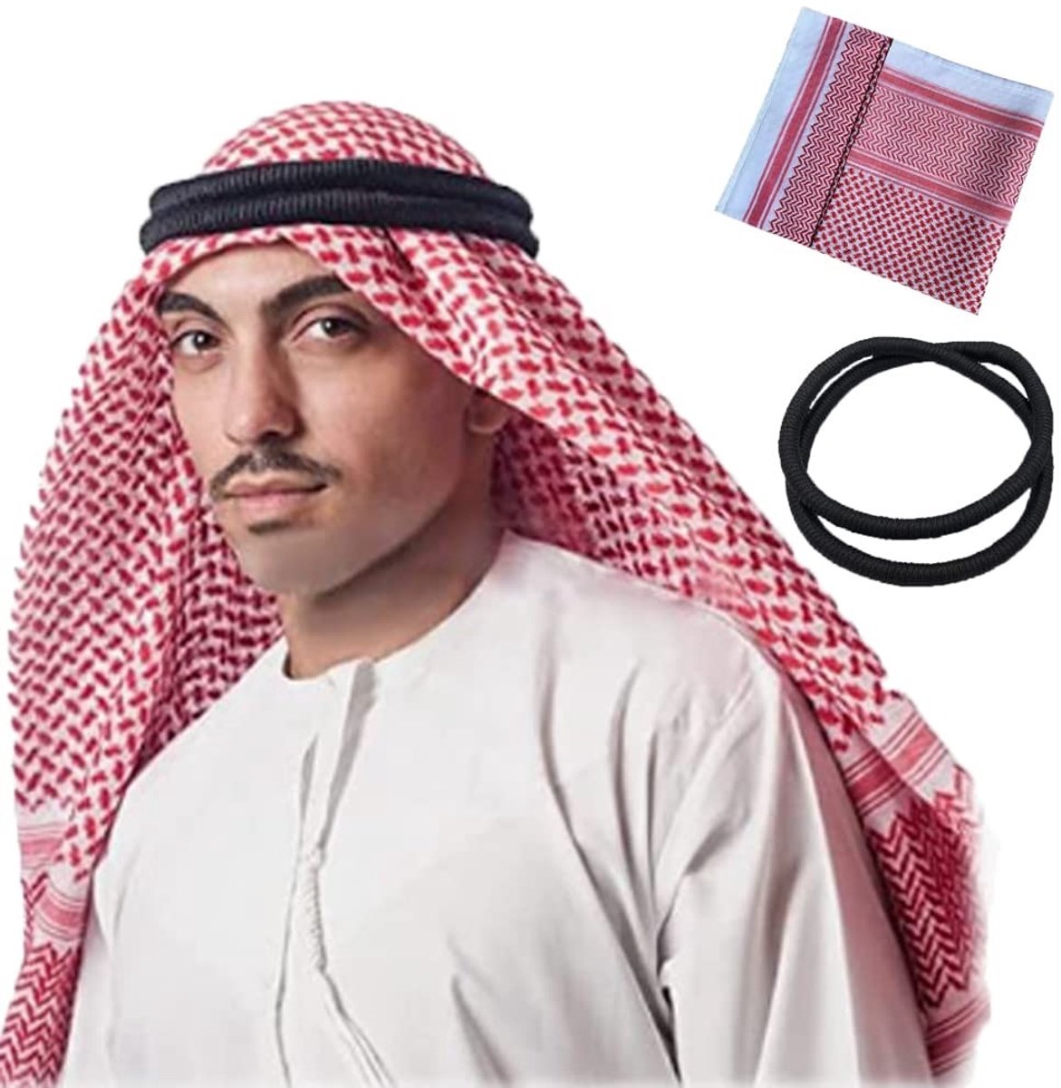 Omgoods - Arabische Shemagh Headscarf voor Mannen, Rood
