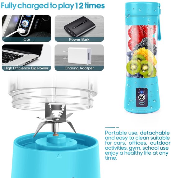 Omgoods - Draagbare Mini Juice Mixer met 6 Bladen, Oplaadbare Juicer voor Thuis en Buiten van Omgoods — afbeelding 4