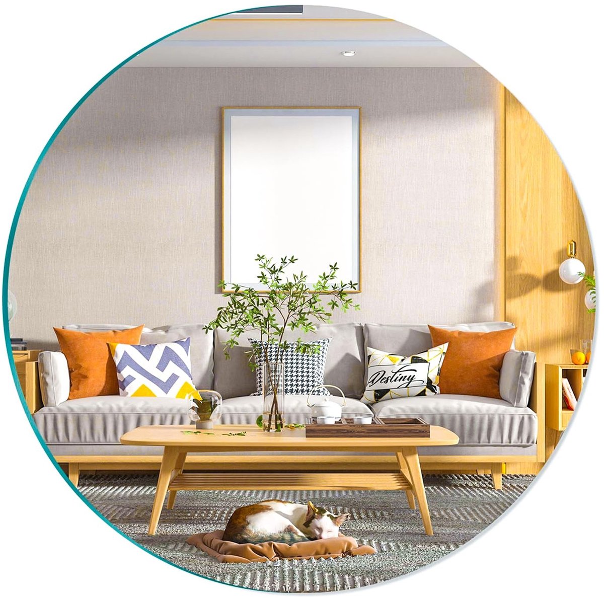 Omgoods - Ronde Zelfklevende Glazen Spiegel 30 x 30 cm - Frameloos