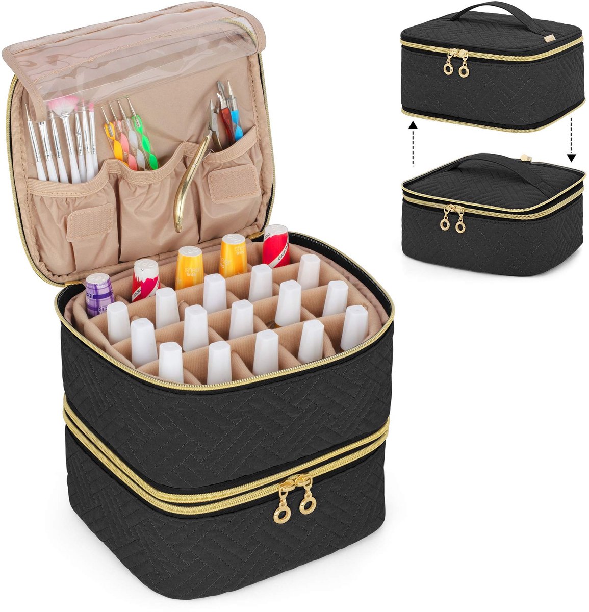 Omgoods - Nagellak Organizer, Afneembare 2-Laags Opbergdoos voor 40 Flesjes