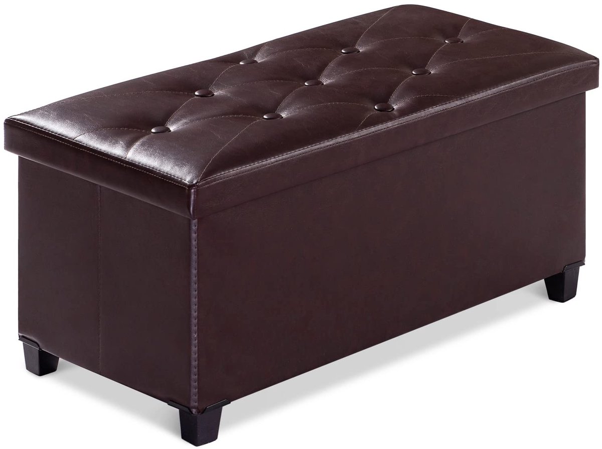Omgoods - Multifunctionele Bank met Opbergruimte, Bruin, 76 x 38 x 38 cm
