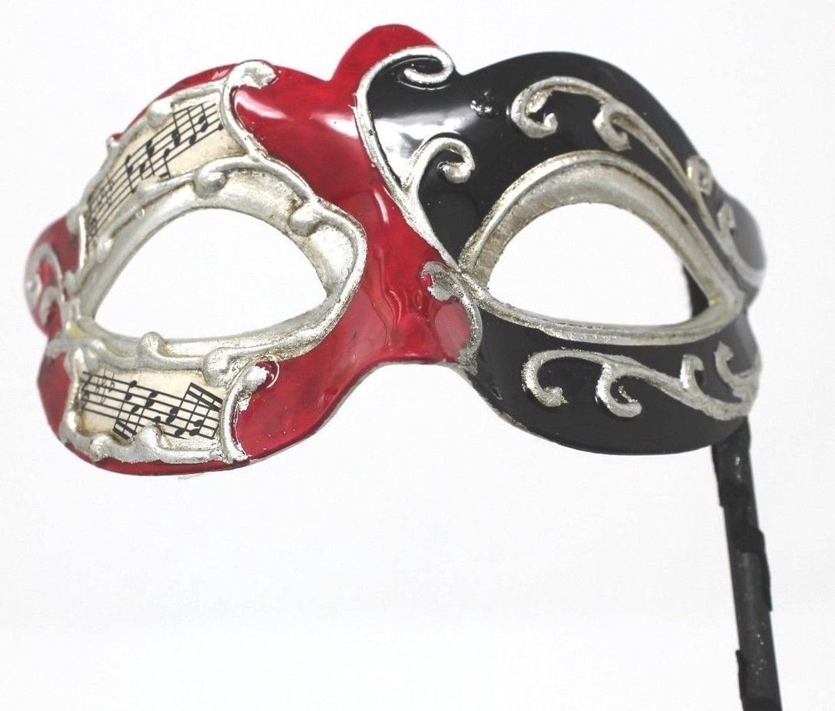Omgoods - Handgeschilderde Zwarte Rode en Zilveren Masker voor Carnaval