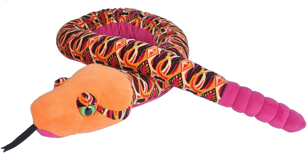 Omgoods - Pluche Slangen Knuffel, Tribal Oranje 137 cm