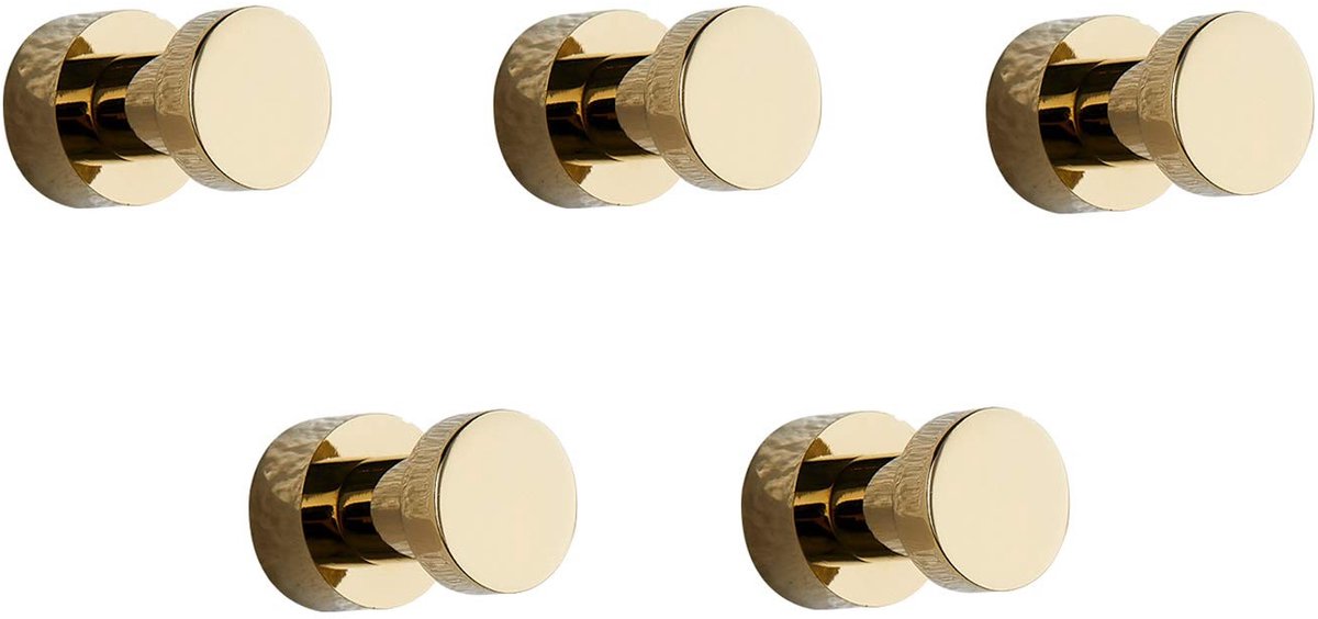 Omgoods - Robuuste Zelfklevende Wandhaken Goud Messing 5 Stuks