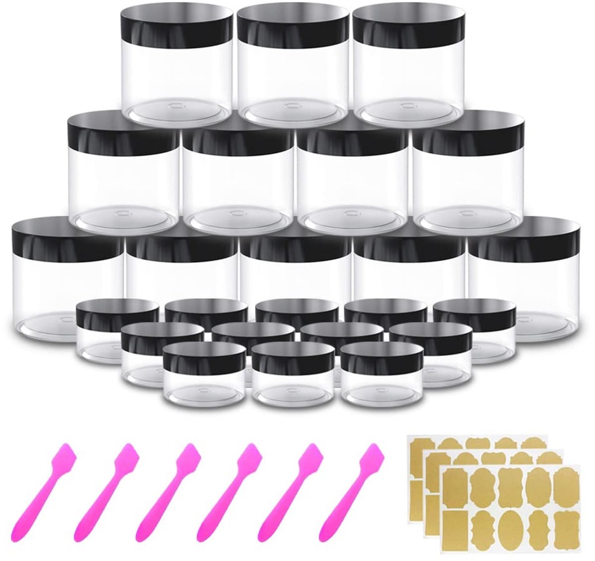 Omgoods - Set van 24 Plastic Potjes met Deksel voor Diverse Toepassingen