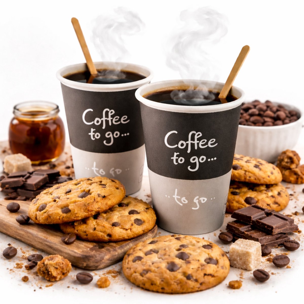 100 x Koffiebeker 8oz 240 ml grijs zwart en Roerstaafjes- wegwerp papieren bekers karton kraft – drank bekers – drinkbekers- koffie beker – wegwerpbeker – Koffiekopjes – Koffiemokken - Warme en Koude Dranken