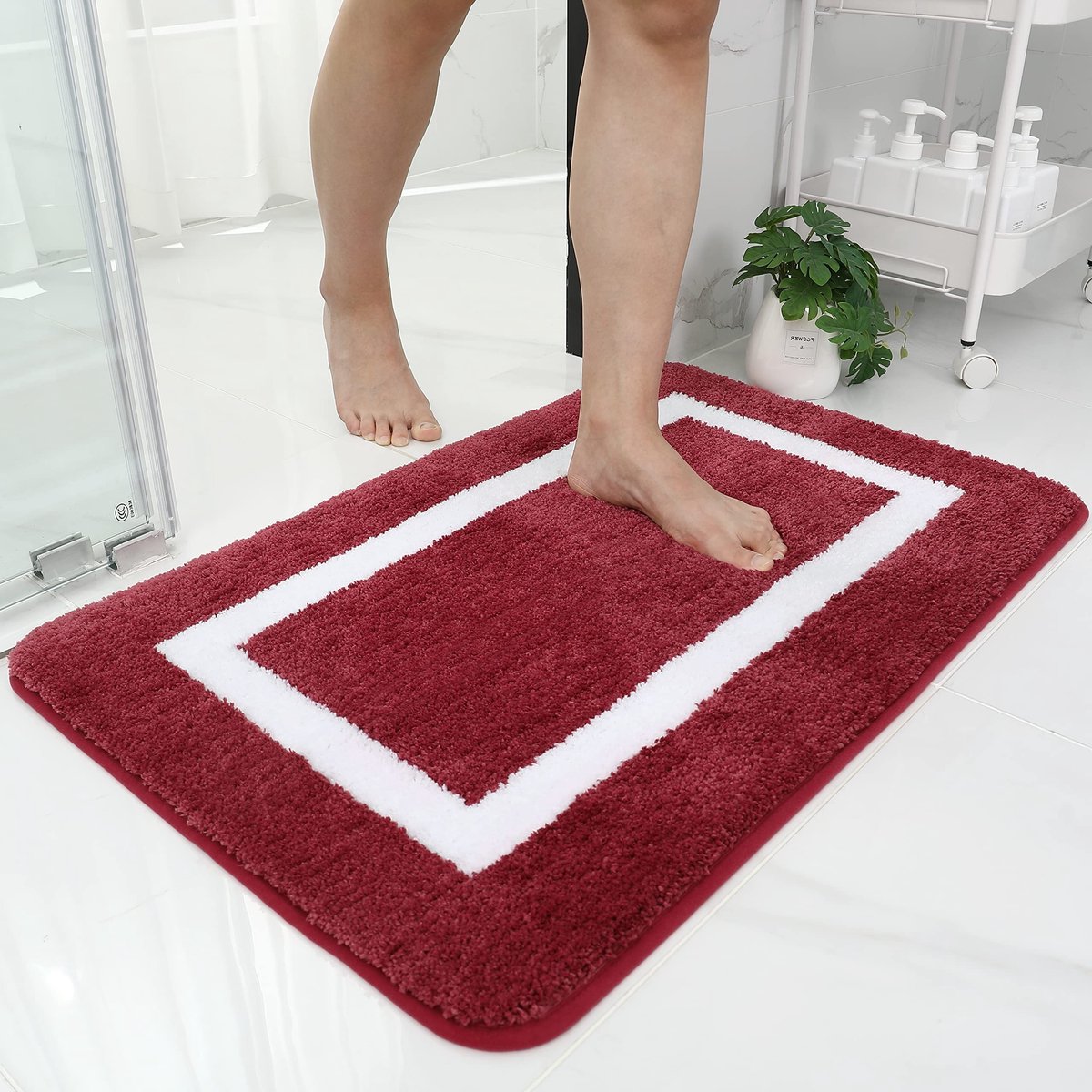 Omgoods - Badmat Microvezel Antislip 60 x 90 cm Rood