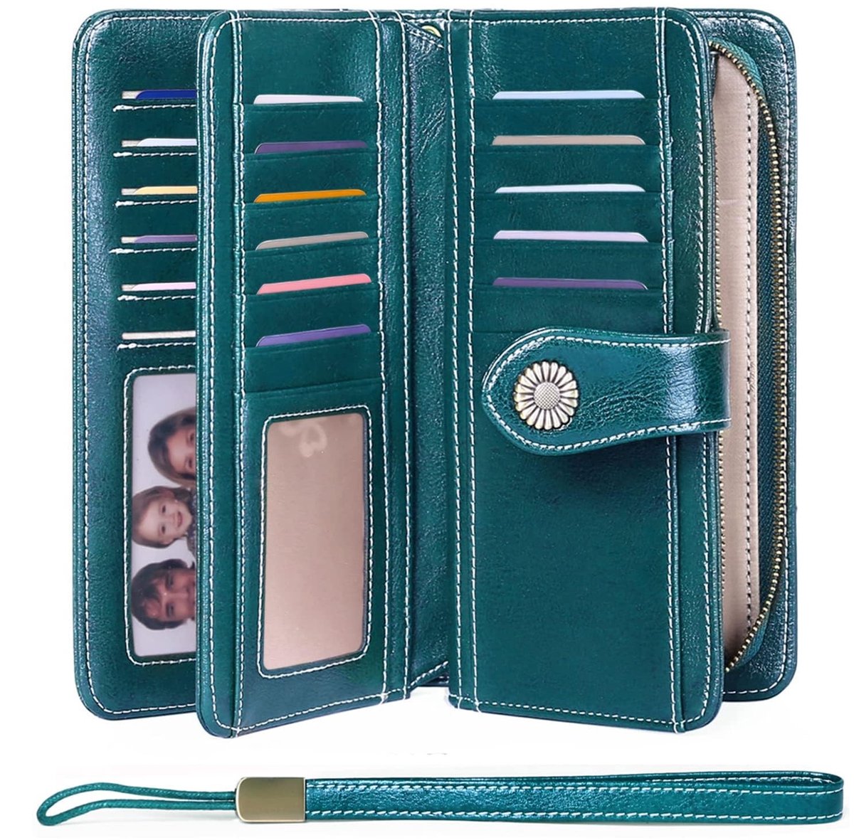 Omgoods - Dames Leren Portemonnee met RFID Bescherming en 17 Kaartsleuven