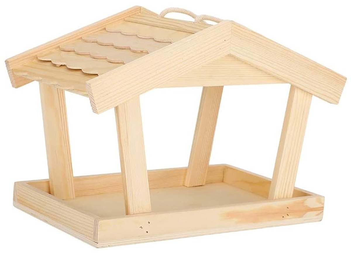 Omgoods- Vogelvoederhuis Houten - Voederhuis voor vogels - Vogelvoederhuis met dak - Vogelhuisje voor grote vogels - 1,8 kg capaciteit - 30 x 16 x 22 cm