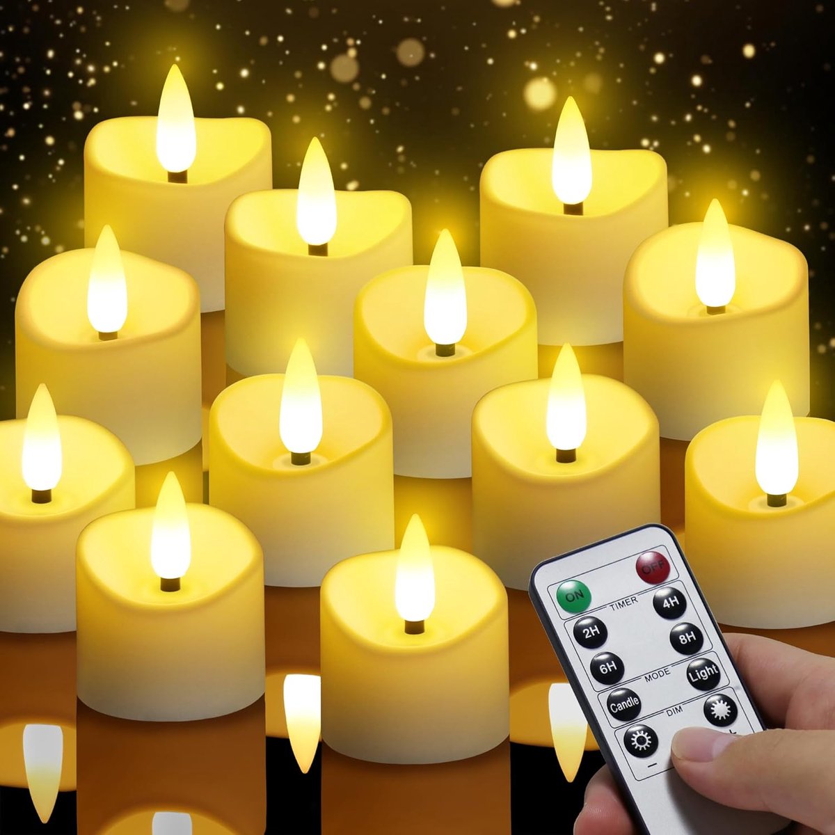 SnelShoppen - LED Kaarsen met Afstandsbediening, 12 Stuks LED Theelichten met Timer, Vlamloze Elektrische Kaarsen voor Bruiloften, Feestjes, Halloween