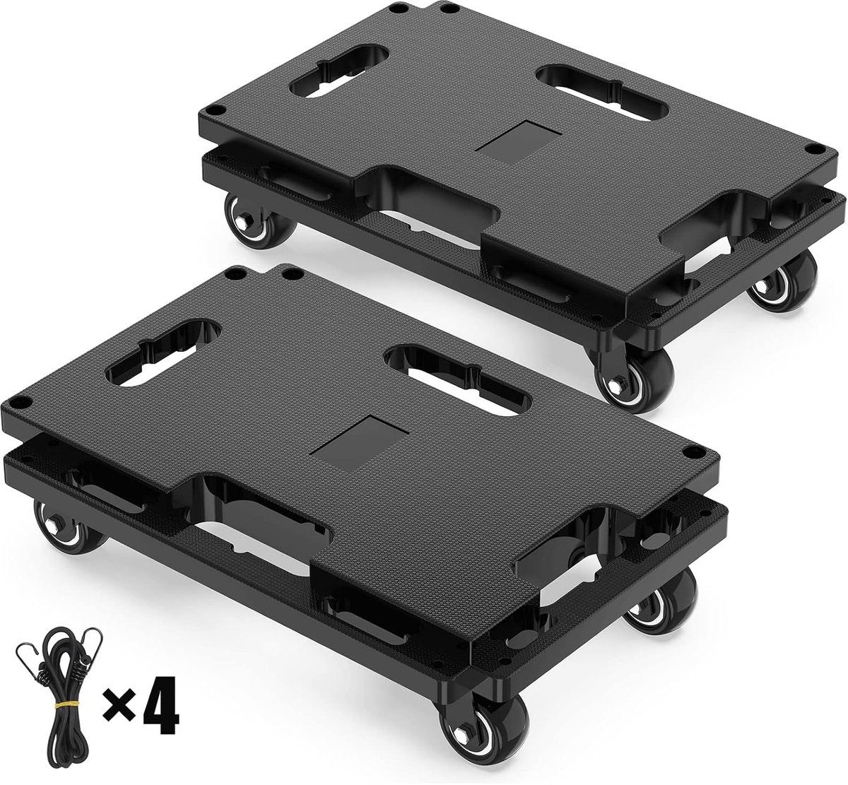 SnelShoppen - Moving Furniture Dolly Connectable, 136kg Capaciteit Piano Verhuizing Dolly, Stevige 4 Wielen Verhuiswagen voor Zware Meubels, Zwart, 2