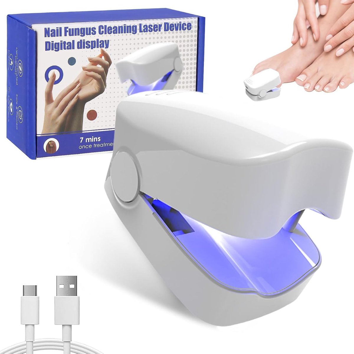 Laserapparaat, 400 mAh oplaadbaar laserapparaat voor nagelschimmel, testwinnaar voor nagelschimmel op voet- en vingernagels, snelle intensieve nagelschimmelbehandeling (Wit-01)