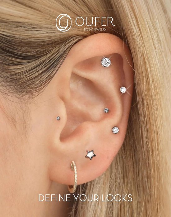 Body Piercing 16G Helix Piercing Jewellery Titanium Tragus Earrings Threadless Flat Back Earrings Stud Push in Ear Piercing Helix Stud Cartilage Bar 5/6/8/10/12mm Conch Tragus Piercing Jewellery — afbeelding 5