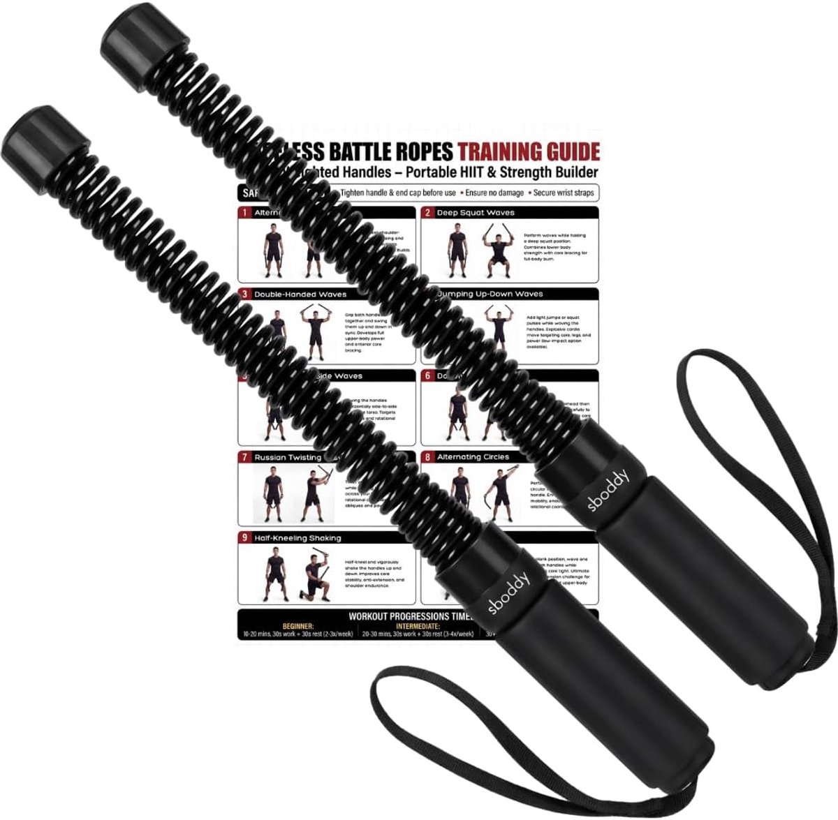 SnelShoppen - Weighted Ropeless Combat Cables - Draagbaar Gewicht Kabels voor Thuis Gym - Heavy Duty Trainingsmateriaal met Schuim Grepen en Trainings