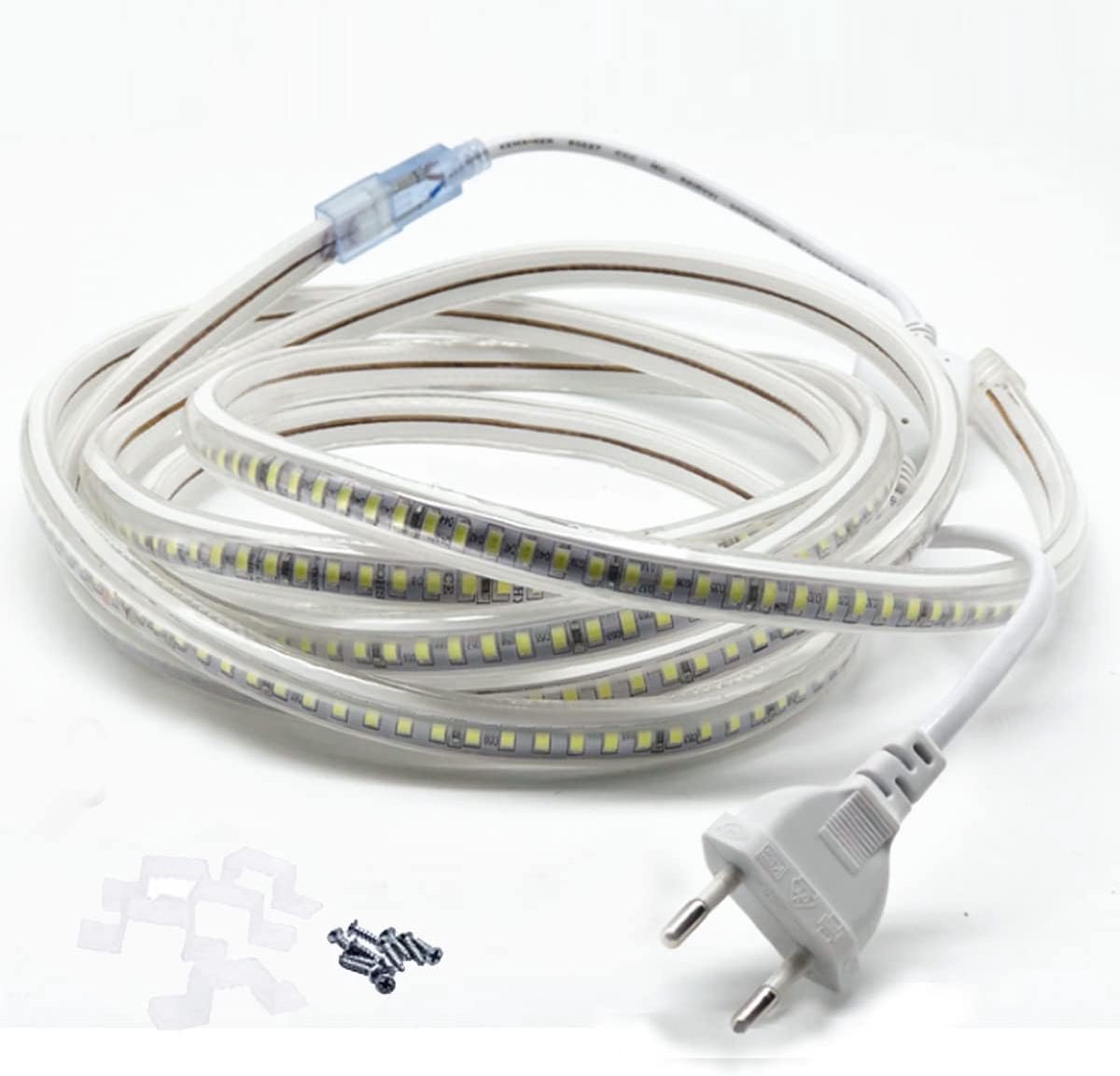 SnelShoppen - 6m LED Strips Warm Wit, 2835 SMD 144 LED's/m, 220V Lichtstrip, Helder Verlichting 900LM/m, IP65 Waterdicht voor Binnen en Buiten, Perfec