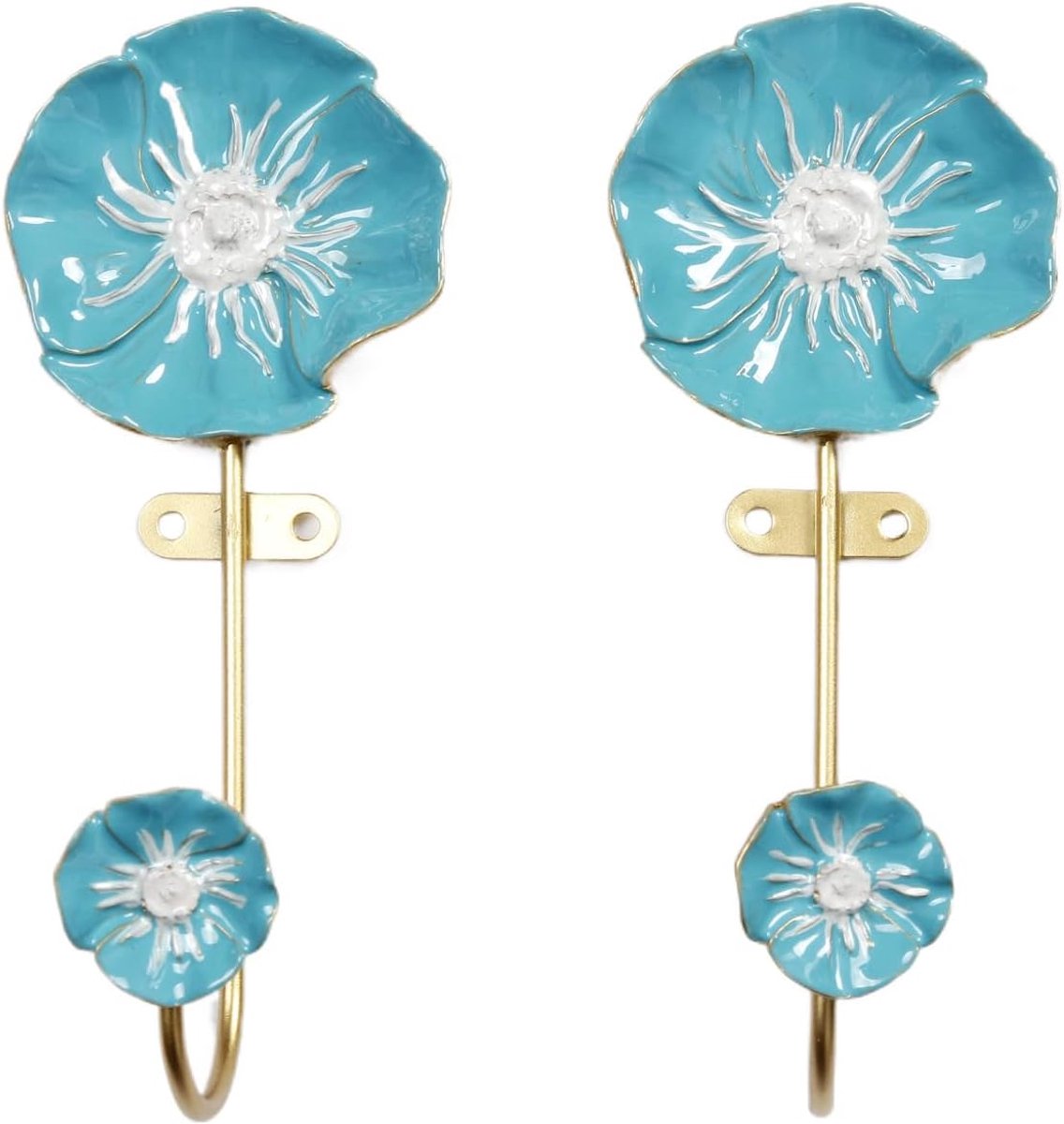 Wandhaken set van 2 - Bloemvorm - Vintage antiek - Perfect voor sleutels en jassen - SnelShoppen