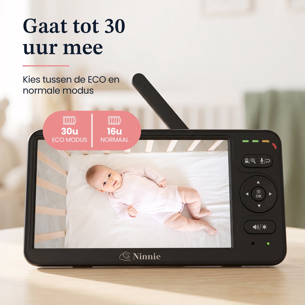 Ninnie Babyfoon met Camera - 6 Inch Scherm - 4000mAh Accu thumbnail 6